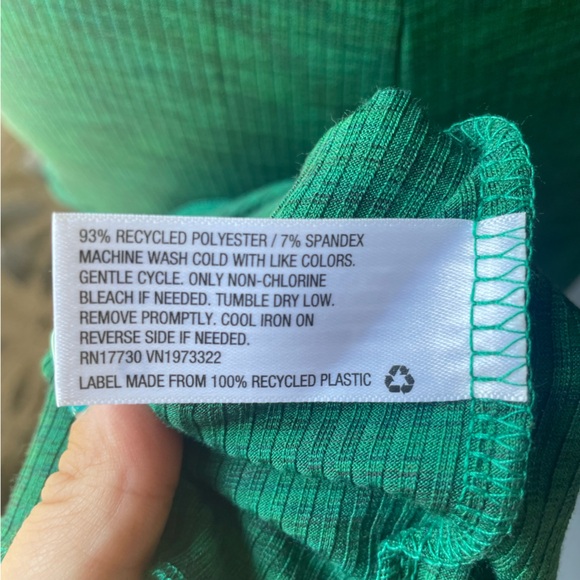 NWT Wild Fable Women's Sleeveless Lace-Up Green Ribbed Midi Dress w/ Slit - XS - Picture 9 of 9